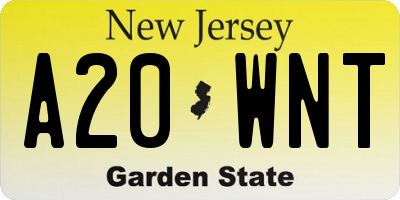 NJ license plate A20WNT