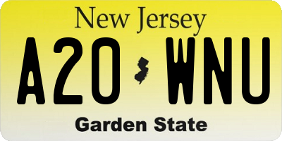 NJ license plate A20WNU