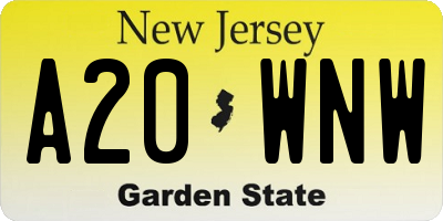 NJ license plate A20WNW
