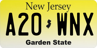 NJ license plate A20WNX