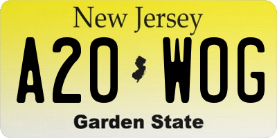 NJ license plate A20WOG
