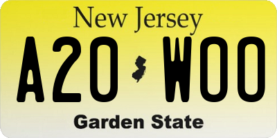NJ license plate A20WOO