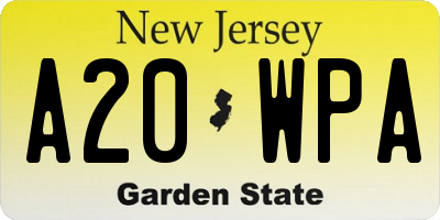 NJ license plate A20WPA