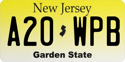 NJ license plate A20WPB