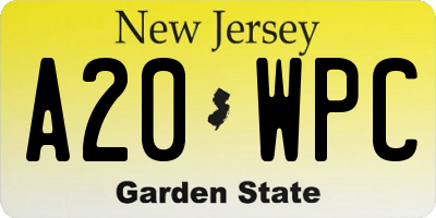 NJ license plate A20WPC