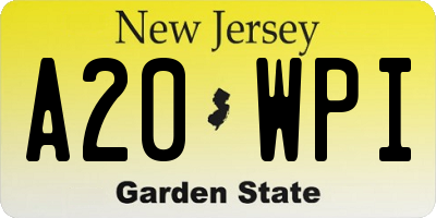 NJ license plate A20WPI