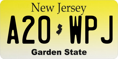 NJ license plate A20WPJ