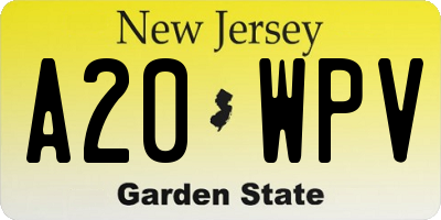 NJ license plate A20WPV