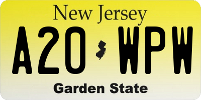 NJ license plate A20WPW