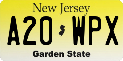 NJ license plate A20WPX