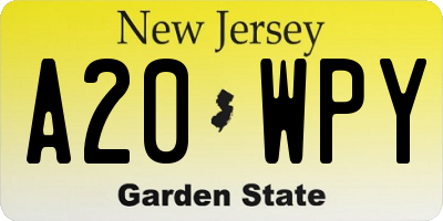 NJ license plate A20WPY