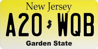 NJ license plate A20WQB