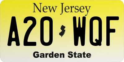 NJ license plate A20WQF