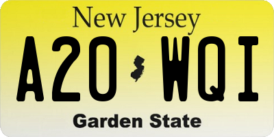 NJ license plate A20WQI