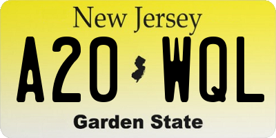 NJ license plate A20WQL