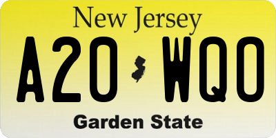 NJ license plate A20WQO