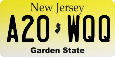 NJ license plate A20WQQ