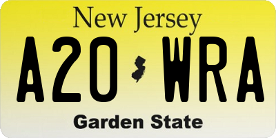NJ license plate A20WRA