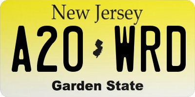 NJ license plate A20WRD