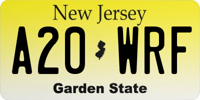 NJ license plate A20WRF