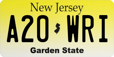 NJ license plate A20WRI