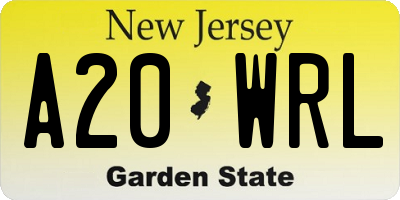 NJ license plate A20WRL