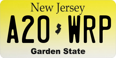 NJ license plate A20WRP