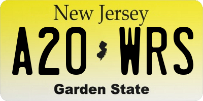 NJ license plate A20WRS