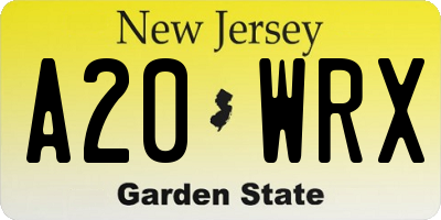 NJ license plate A20WRX