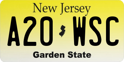 NJ license plate A20WSC
