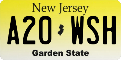 NJ license plate A20WSH