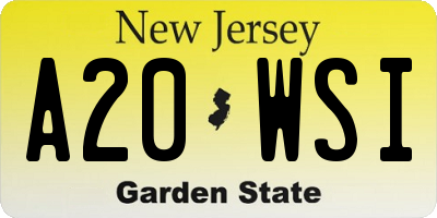 NJ license plate A20WSI