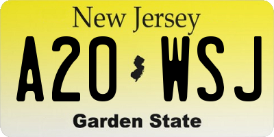 NJ license plate A20WSJ
