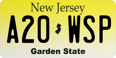 NJ license plate A20WSP