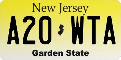 NJ license plate A20WTA