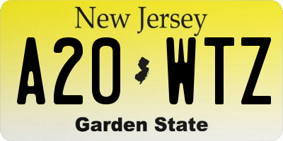 NJ license plate A20WTZ