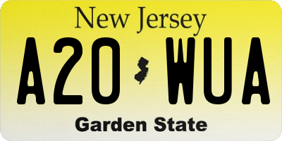NJ license plate A20WUA