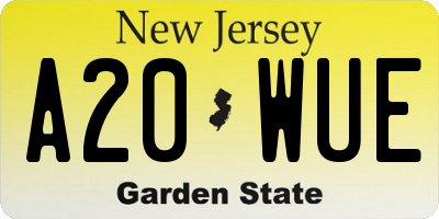 NJ license plate A20WUE