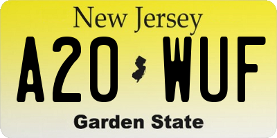 NJ license plate A20WUF