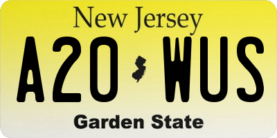 NJ license plate A20WUS
