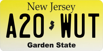 NJ license plate A20WUT