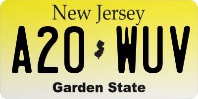 NJ license plate A20WUV