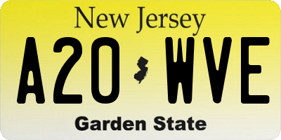 NJ license plate A20WVE