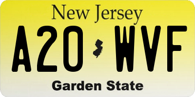 NJ license plate A20WVF