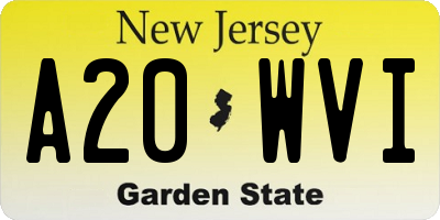 NJ license plate A20WVI