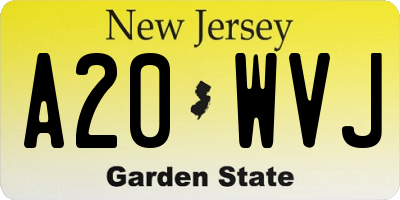 NJ license plate A20WVJ