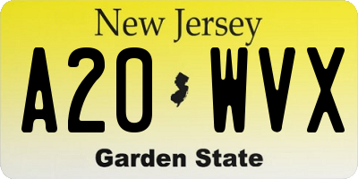 NJ license plate A20WVX