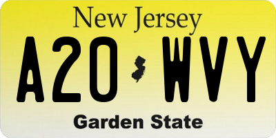 NJ license plate A20WVY