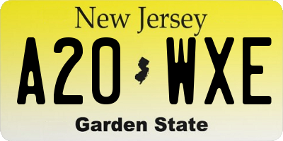 NJ license plate A20WXE