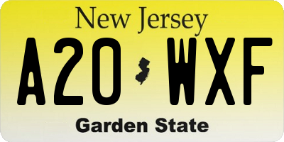 NJ license plate A20WXF